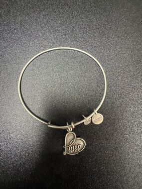 Alex and Ani Silver Heart 'Love' Charm Expandable Bangle